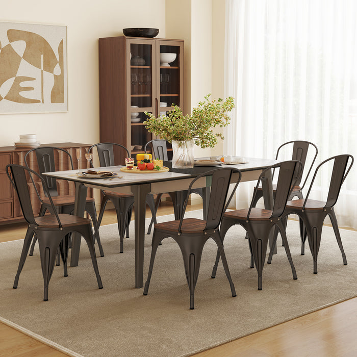 Metal Dining Chairs Set of 4 Stackable Kitchen Side Chairs-