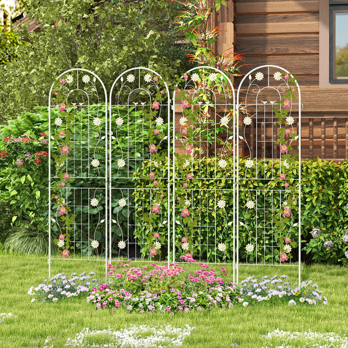 2/4 Pack Metal Garden Trellis 180 cm x 50 cm Wire Lattice Panel-White-