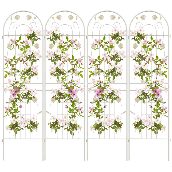 2/4 Pack Metal Garden Trellis 180 cm x 50 cm Wire Lattice Panel-White-