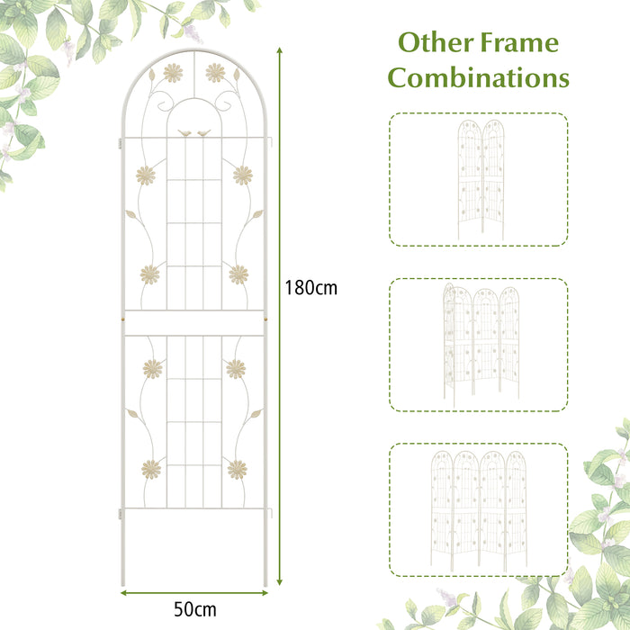 2/4 Pack Metal Garden Trellis 180 cm x 50 cm Wire Lattice Panel-White-