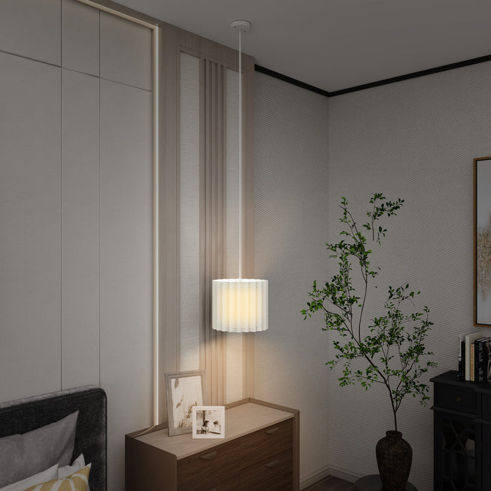 HOMCOM Linen Pendant Light, Modern Wave Ceiling Light Shade, E27 Lampshade for Living Room, Bedroom, Kitchen, Hallway, White