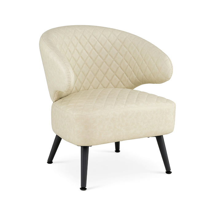 Mid Century Accent Chair Comfy PU Leather Upholstered Armchair-