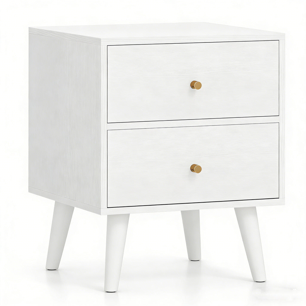 Mid Century Modern Bedside Table with Storage and Raised Support Legs-