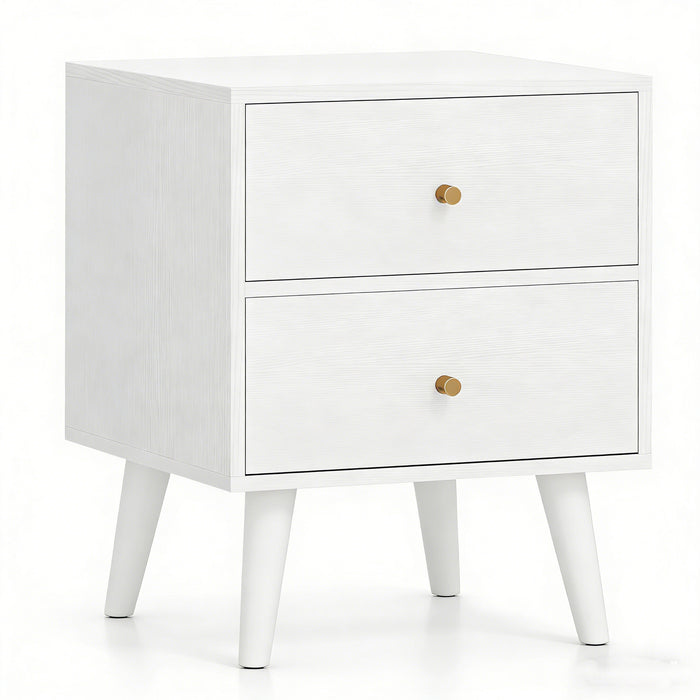 Mid Century Modern Bedside Table with Storage and Raised Support Legs-
