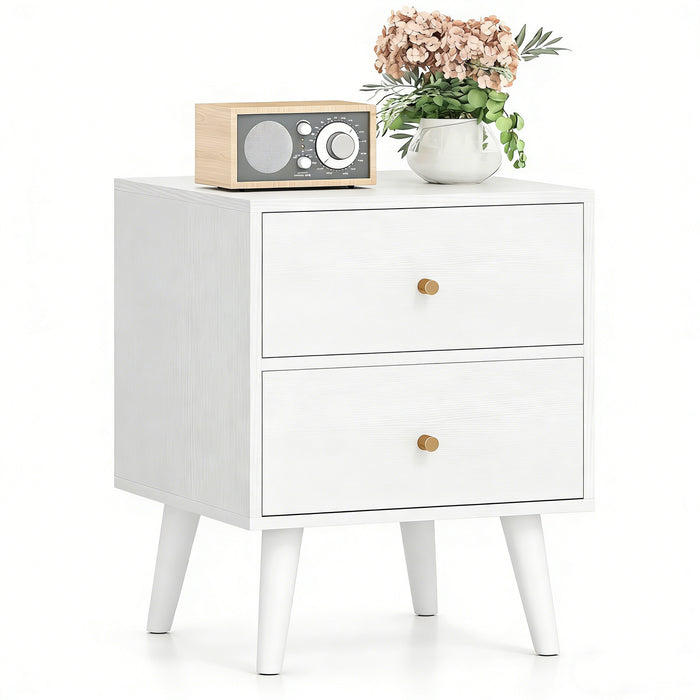 Mid Century Modern Bedside Table with Storage and Raised Support Legs-