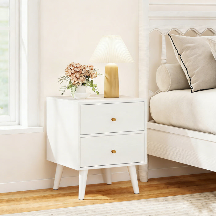 Mid Century Modern Bedside Table with Storage and Raised Support Legs-