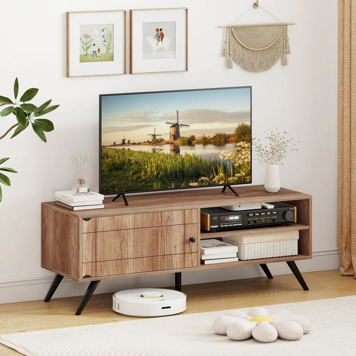 Mid Century Modern Entertainment Center with Cable Hole and Raised Legs-