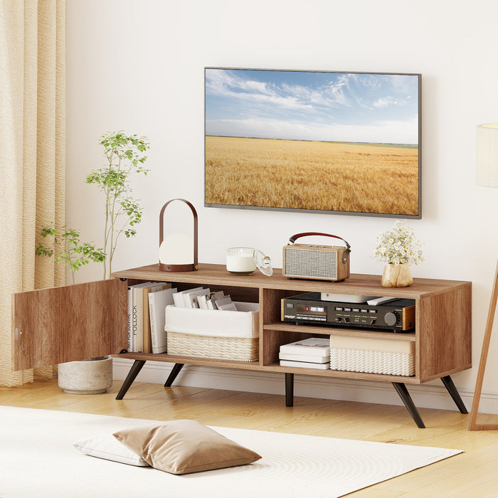 Mid Century Modern Entertainment Center with Cable Hole and Raised Legs-