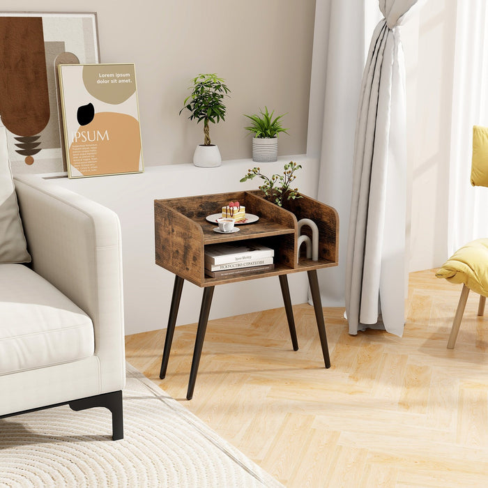 2-Tier Mid Century Modern Nightstand for Living Room Bedroom Set of 2-White