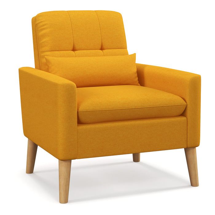 Mid-century Modern Accent Chair with Lumbar Pillow-