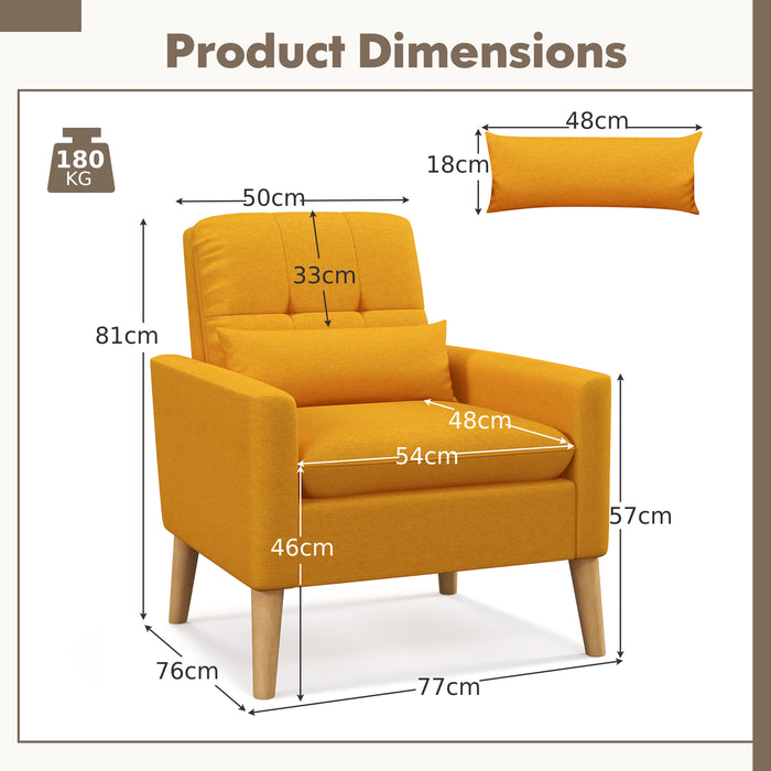 Mid-century Modern Accent Chair with Lumbar Pillow-