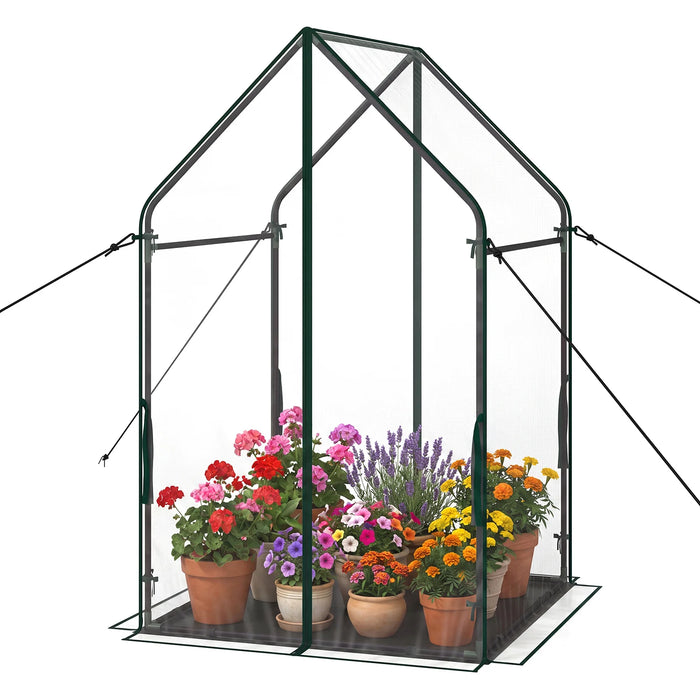 Mini Green House Metal Frame with Waterproof Bottom Mat and Wind Ropes-S