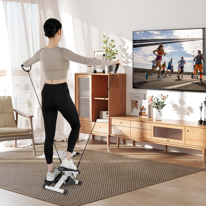 Mini Stepper for Workout Portable Hydraulic Stepper with Resistance Bands-