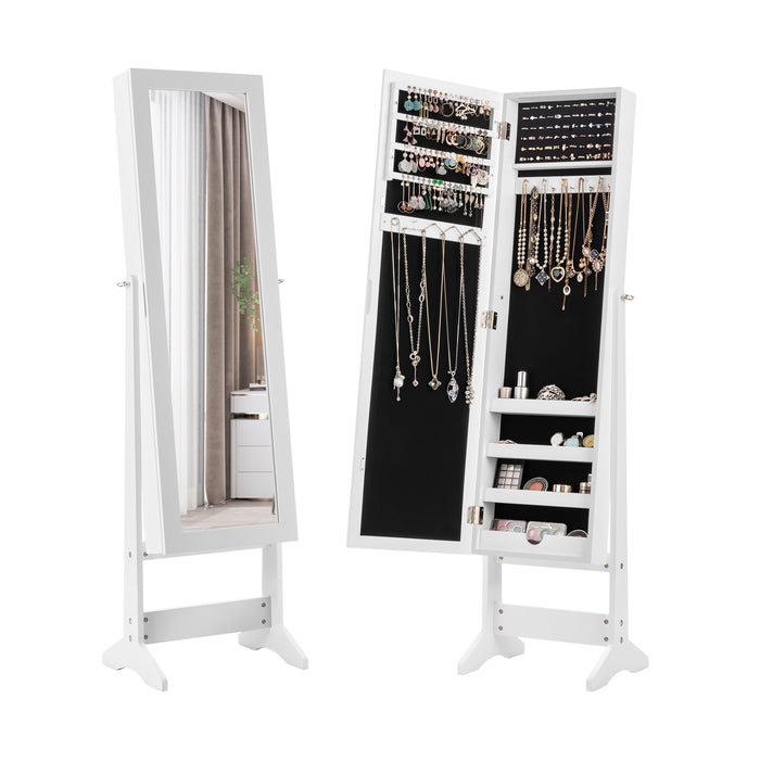 Mirrored Jewelry Armoire - Full-Length Mirror with 3 Tilting Angles - Ideal for Storing and Organizing Accessories