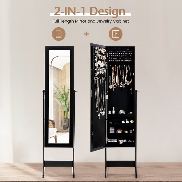 Mirrored Jewelry Armoire - Full-Length Mirror with 3 Tilting Angles - Ideal for Storing and Organizing Accessories