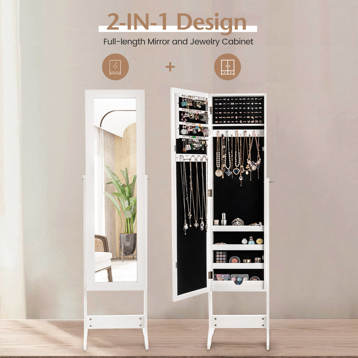 Mirrored Jewelry Armoire - Full-Length Mirror with 3 Tilting Angles - Ideal for Storing and Organizing Accessories