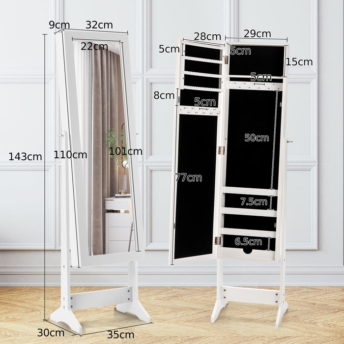 Mirrored Jewelry Armoire - Full-Length Mirror with 3 Tilting Angles - Ideal for Storing and Organizing Accessories