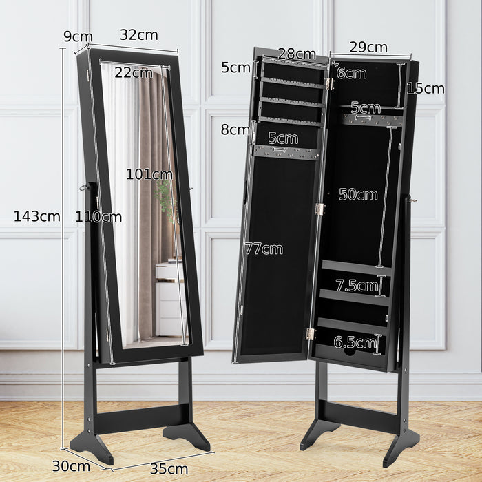 Mirrored Jewelry Armoire - Full-Length Mirror with 3 Tilting Angles - Ideal for Storing and Organizing Accessories