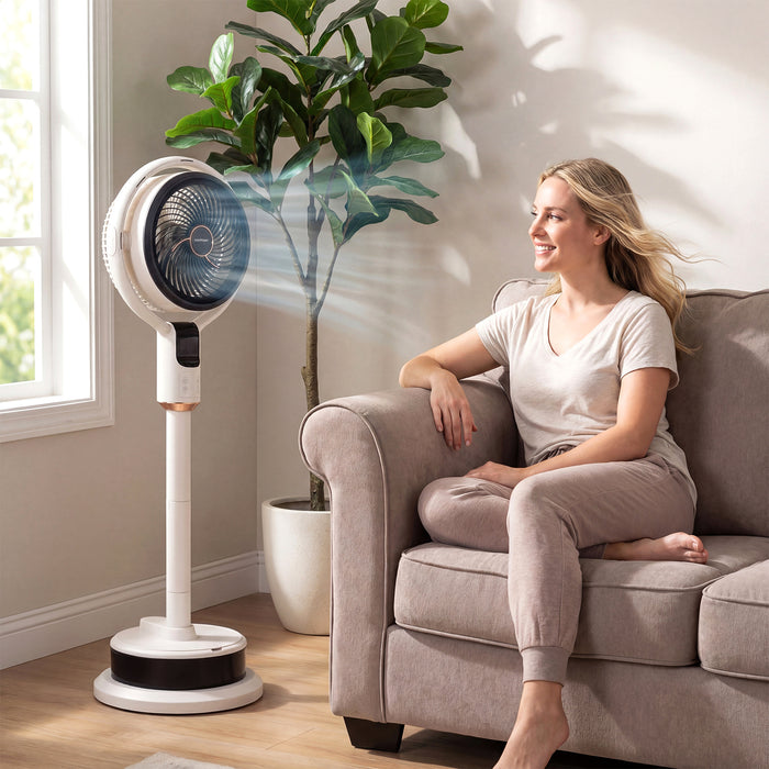 Misting Pedestal Fan with 90° Auto Oscillation and 8 Speeds-