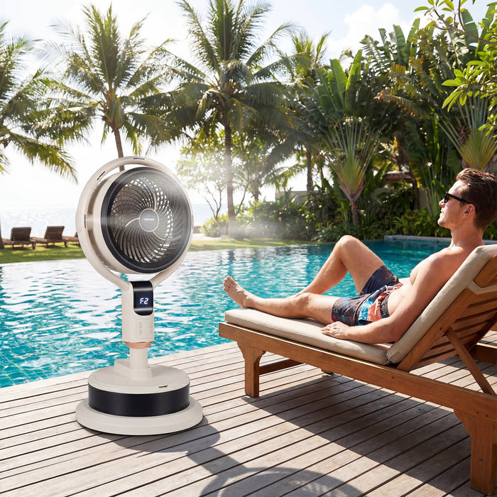 Misting Pedestal Fan with 90° Auto Oscillation and 8 Speeds-