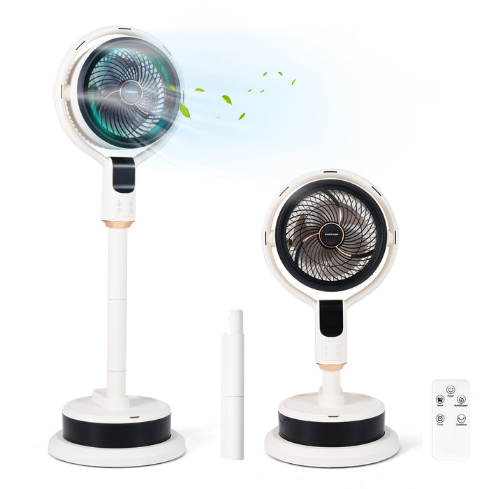Misting Pedestal Fan with 90° Auto Oscillation and 8 Speeds-