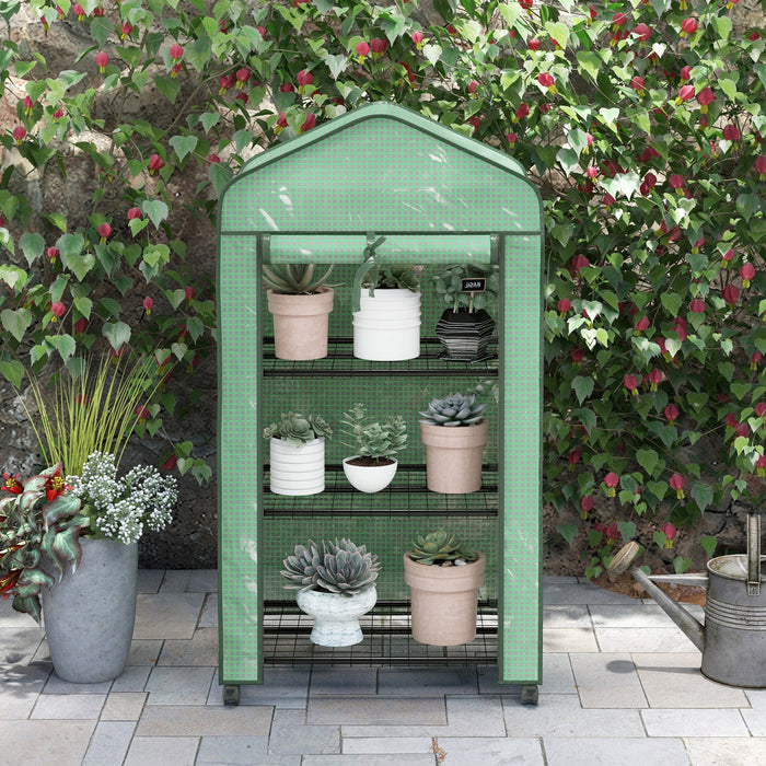 Outsunny Three-Tier Mini Greenhouse - Green | Aosom UK