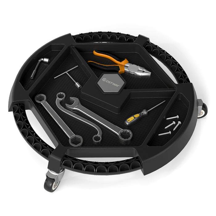 Mobile Automotive Tool Creeper with 3 Swivel Casters and 4 Compartments-