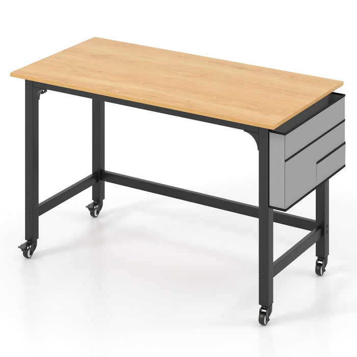 120cm Mobile Computer Desk with Storage Bag and 2 Headphone Hooks-Black