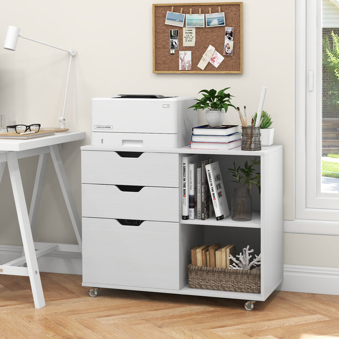Mobile File Cabinet with 3 Pull-out Drawers and Adjustable Shelf-