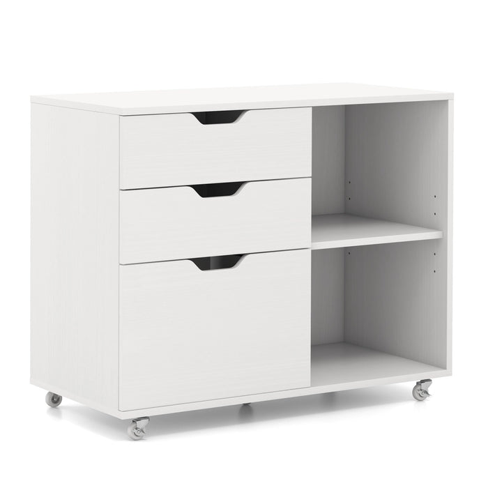 Mobile File Cabinet with 3 Pull-out Drawers and Adjustable Shelf-