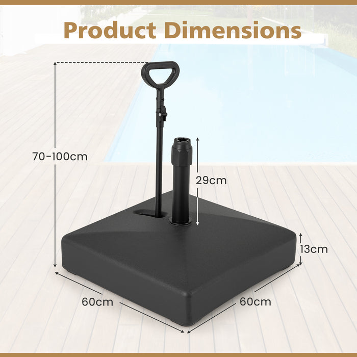 Mobile Patio Umbrella Base 59 kg Capacity Umbrella Stand with 3 Wheels-