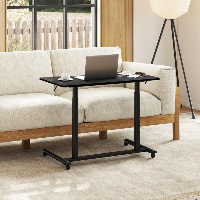 C-Shaped Mobile Standing Desk with Adjustable Height and Lockable Wheels-