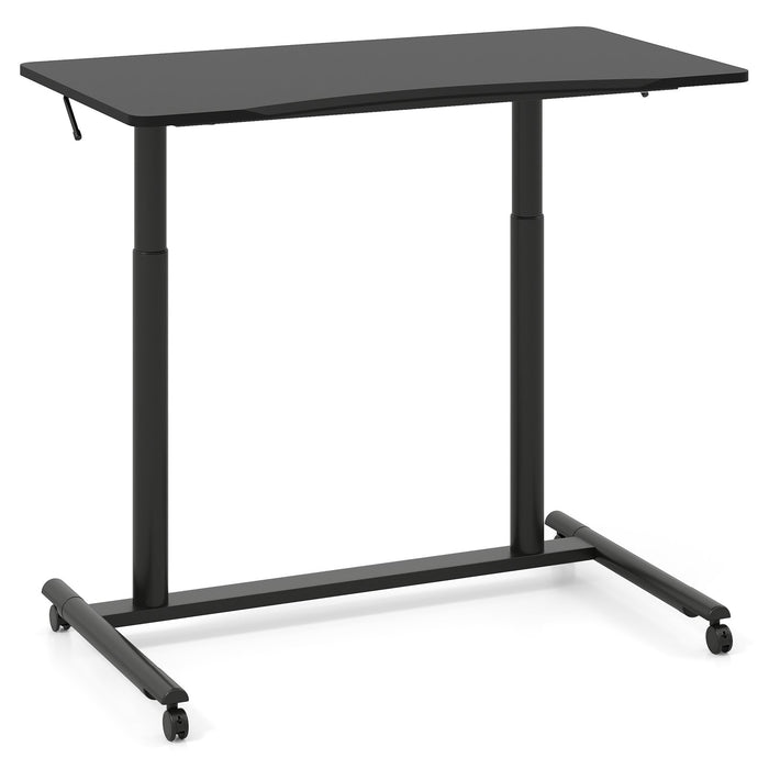C-Shaped Mobile Standing Desk with Adjustable Height and Lockable Wheels-