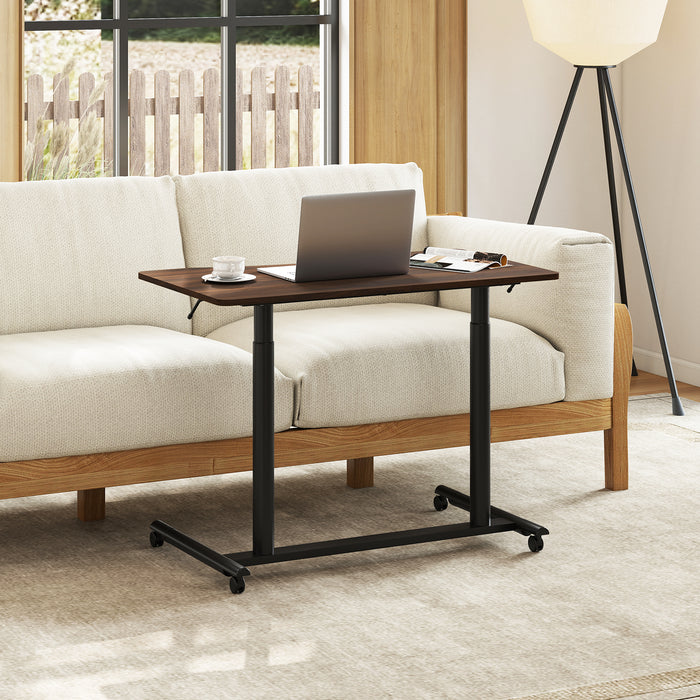 C-Shaped Mobile Standing Desk with Adjustable Height and Lockable Wheels-