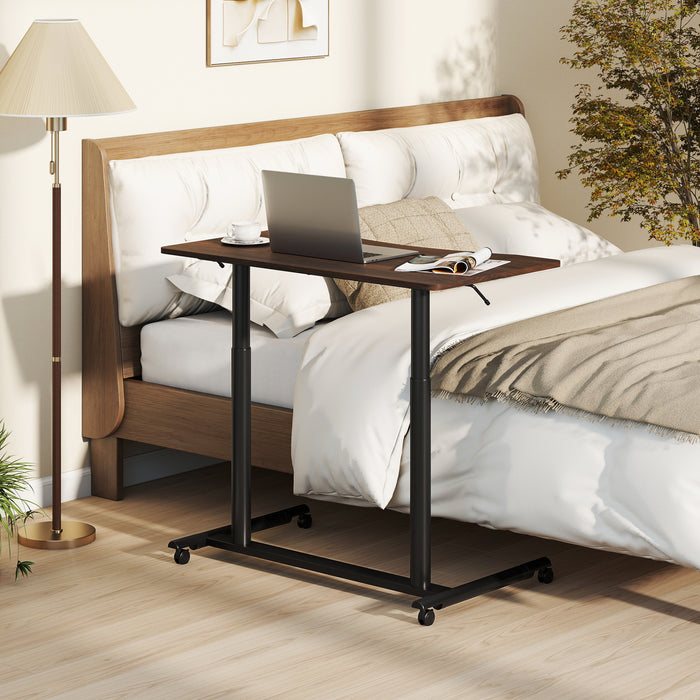 C-Shaped Mobile Standing Desk with Adjustable Height and Lockable Wheels-