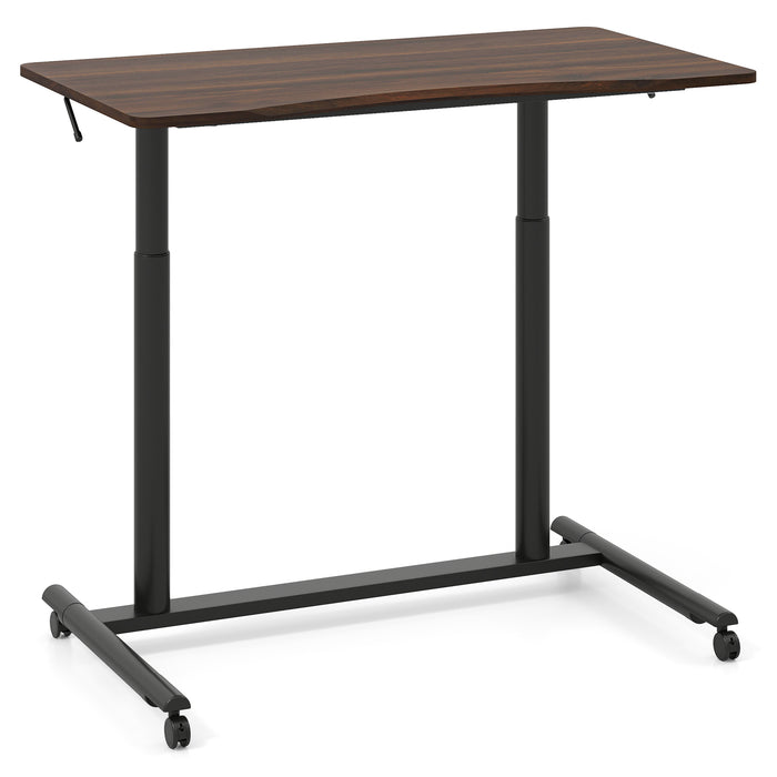 C-Shaped Mobile Standing Desk with Adjustable Height and Lockable Wheels-