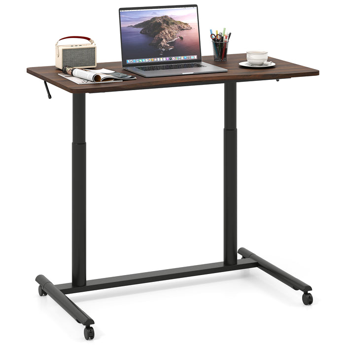 C-Shaped Mobile Standing Desk with Adjustable Height and Lockable Wheels-