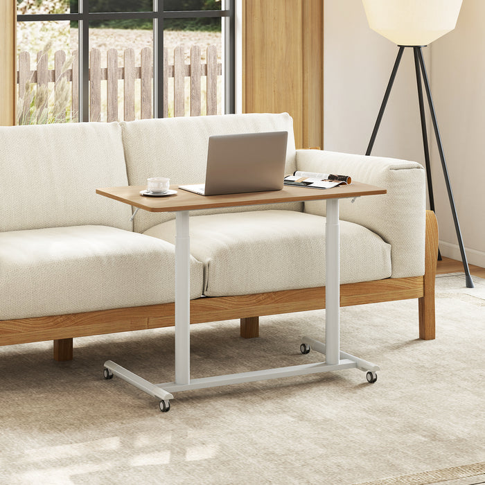 C-Shaped Mobile Standing Desk with Adjustable Height and Lockable Wheels-