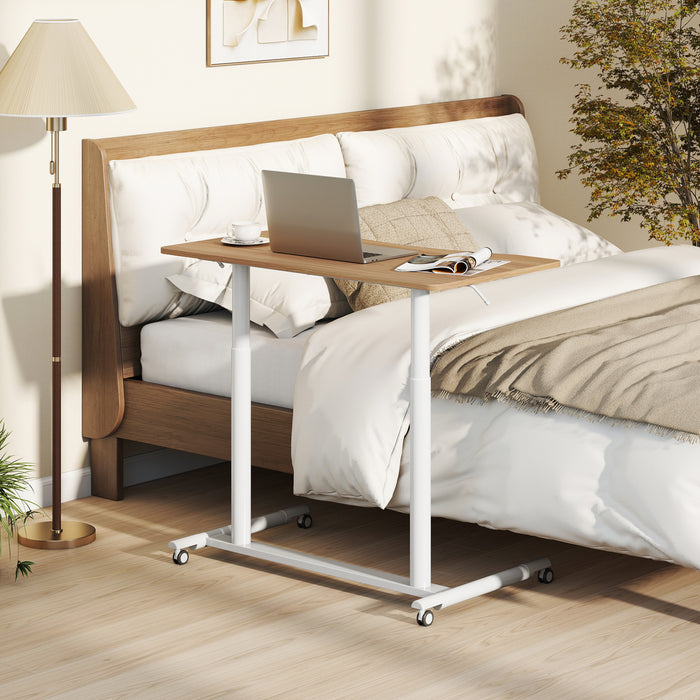 C-Shaped Mobile Standing Desk with Adjustable Height and Lockable Wheels-