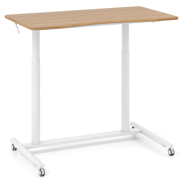 C-Shaped Mobile Standing Desk with Adjustable Height and Lockable Wheels-