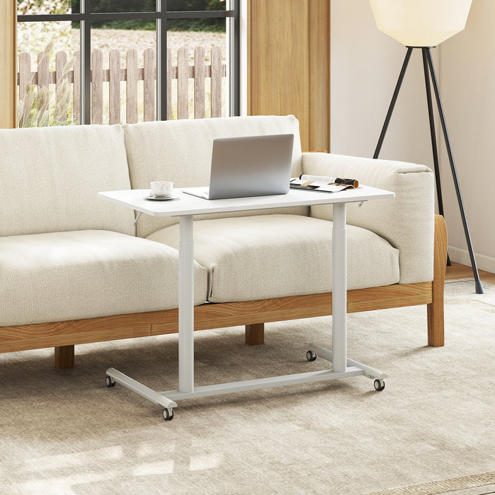 C-Shaped Mobile Standing Desk with Adjustable Height and Lockable Wheels-