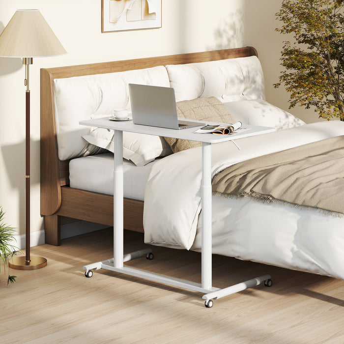 C-Shaped Mobile Standing Desk with Adjustable Height and Lockable Wheels-