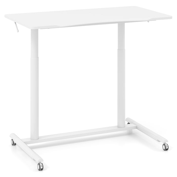 C-Shaped Mobile Standing Desk with Adjustable Height and Lockable Wheels-