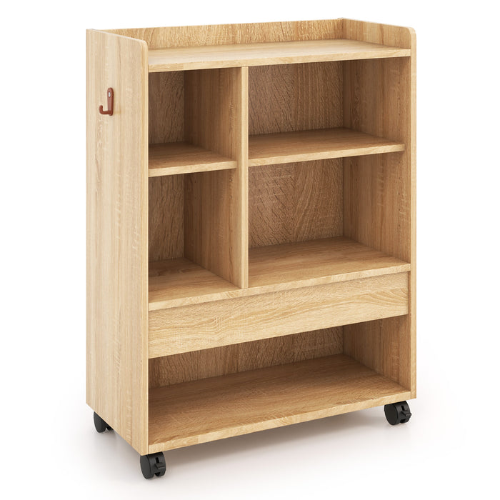 Mobile Storage Cabinet with Drawer and Adjustable Shelves-