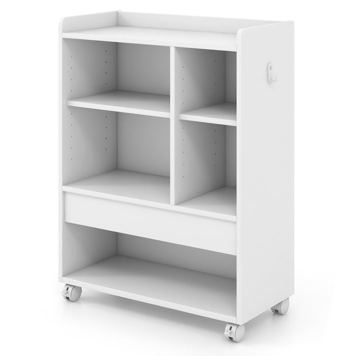 Mobile Storage Cabinet with Drawer and Adjustable Shelves-