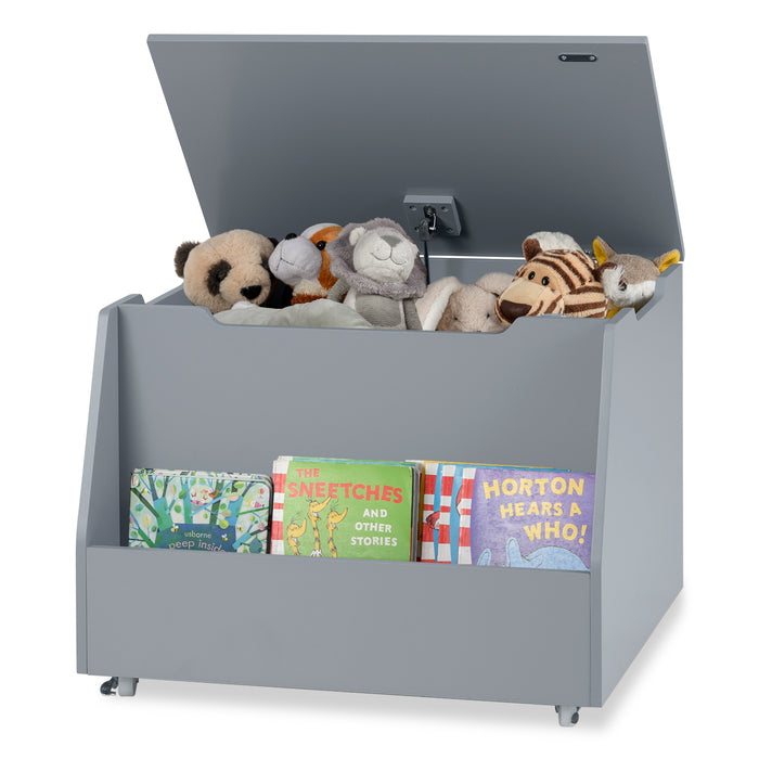 Mobile Toy Storage Organizer with Bookshelf and Wheels for Playroom Bedroom-