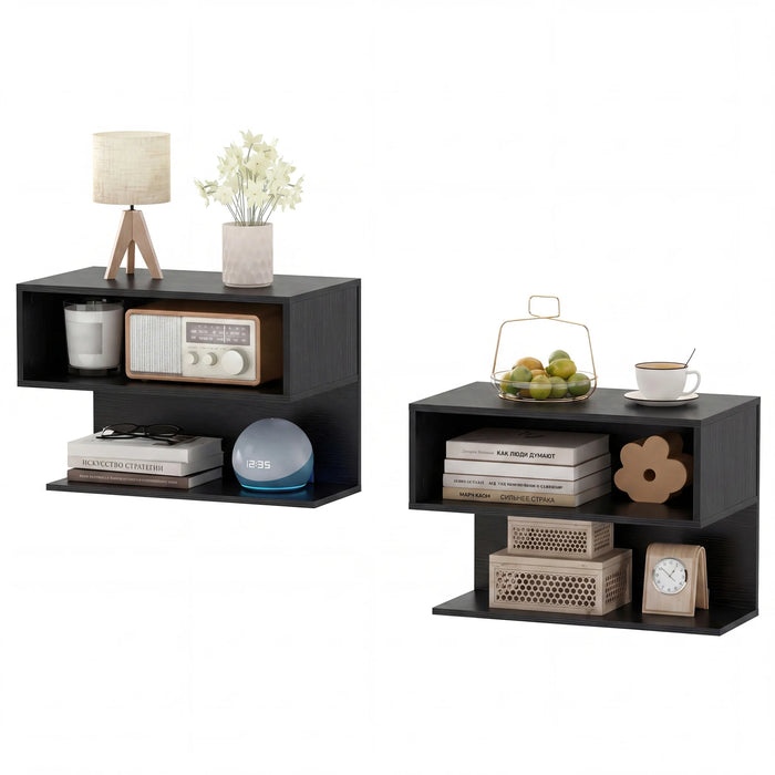 Modern Floating Nightstand with Storage Shelves for Living Room and Bed Room-