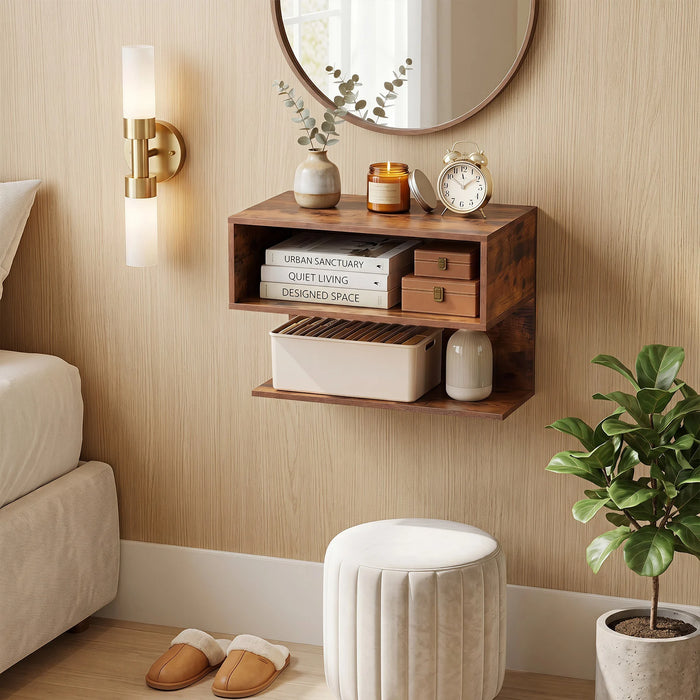 Modern Floating Nightstand with Storage Shelves for Living Room and Bed Room-