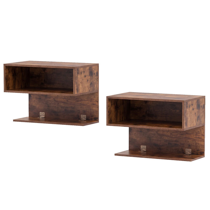 Modern Floating Nightstand with Storage Shelves for Living Room and Bed Room-