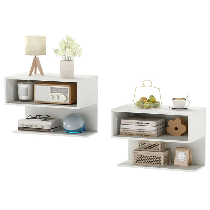 Modern Floating Nightstand with Storage Shelves for Living Room and Bed Room-
